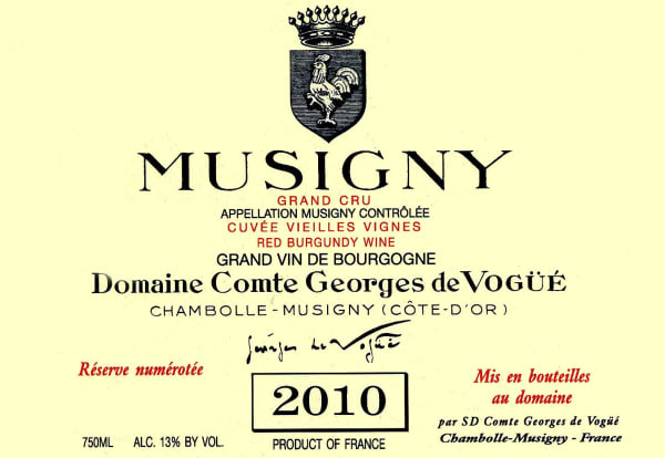Rượu vang đỏ Domaine Comte Georges de Vogue Musigny Cuvee Vieilles Vignes Grand Cru 2010