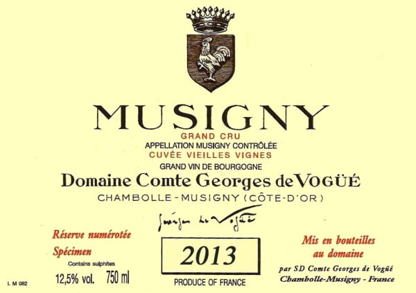 Rượu vang đỏ Domaine Comte Georges de Vogue Musigny Cuvee Vieilles Vignes Grand Cru 2013