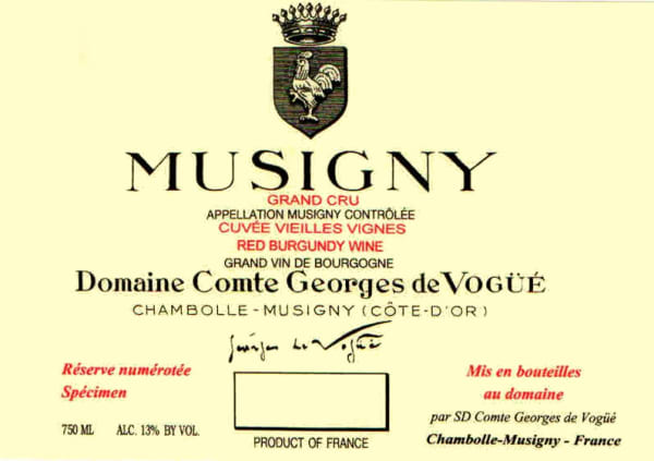 Rượu vang đỏ Domaine Comte Georges de Vogue Musigny Grand Cru Vieilles Vignes 2020