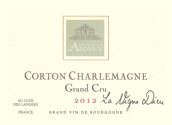 Rượu vang trằng Domaine d'Ardhuy Corton Charlemagne La Vigne Dieu Grand Cru 2012