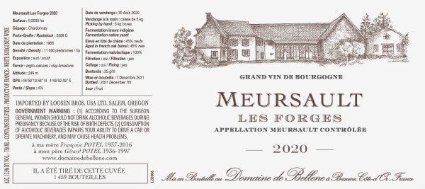 Rượu vang trằng Domaine de Bellene Meursault Les Forges 2020