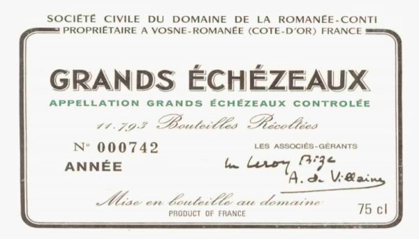 Rượu vang đỏ Domaine de la Romanee-Conti Echezeaux Grand Cru 1988