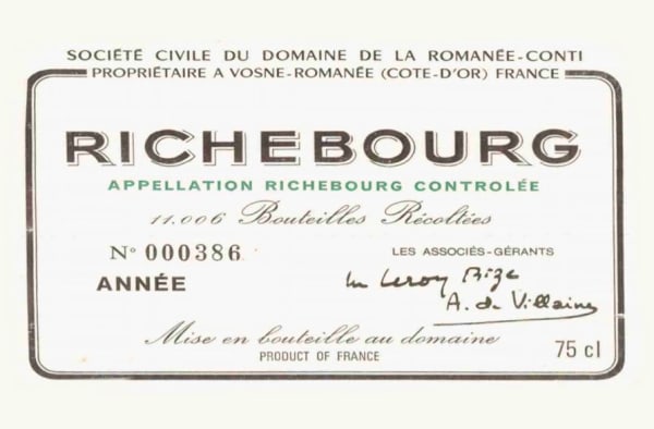 Rượu vang đỏ Domaine de la Romanee-Conti Richebourg Grand Cru (torn label) 1990