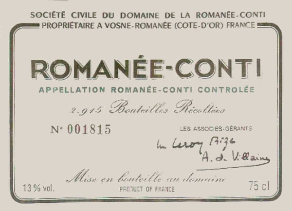 Rượu vang đỏ Domaine de la Romanee-Conti Romanee-Conti 2003