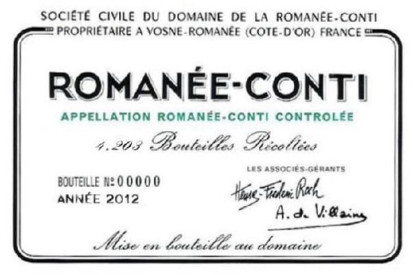 Rượu vang đỏ Domaine de la Romanee-Conti Romanee-Conti Grand Cru 2012