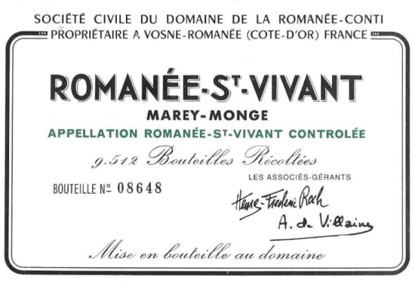 Rượu vang đỏ Domaine de la Romanee-Conti Romanee St. Vivant Grand Cru (bin soiled label) 1988