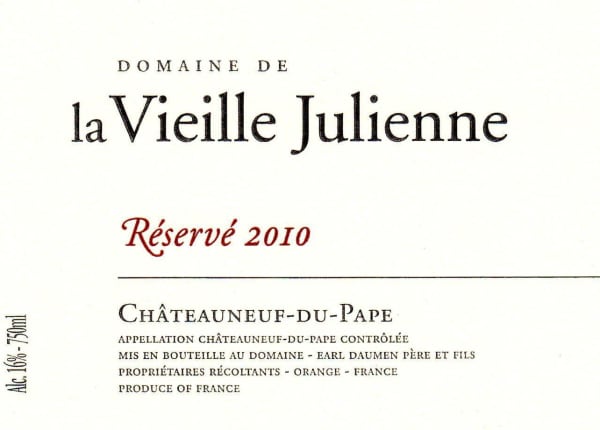 Rượu vang đỏ Domaine de la Vieille Julienne Chateauneuf-du-Pape Reserve 2010