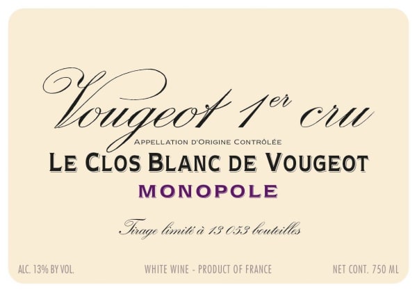 Rượu vang trằng Domaine de la Vougeraie Vougeot Le Clos Blanc de Vougeot Monopole Premier Cru 2019