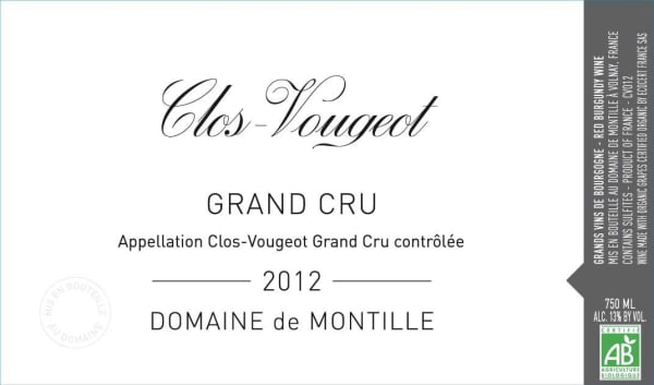Rượu vang đỏ Domaine de Montille Clos-Vougeot Grand Cru 2012