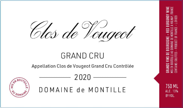 Rượu vang đỏ Domaine de Montille Clos-Vougeot Grand Cru 2020