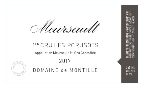 Rượu vang trằng Domaine de Montille Meursault Les Porusots Premier Cru 2017