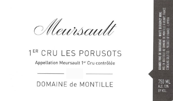 Rượu vang trằng Domaine de Montille Meursault Les Porusots Premier Cru 2019