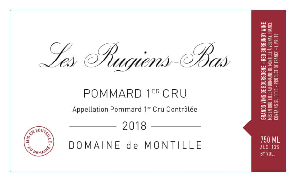 Rượu vang đỏ Domaine de Montille Pommard Les Rugiens-Bas Premier Cru 2018
