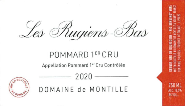 Rượu vang đỏ Domaine de Montille Pommard Les Rugiens-Bas Premier Cru 2020