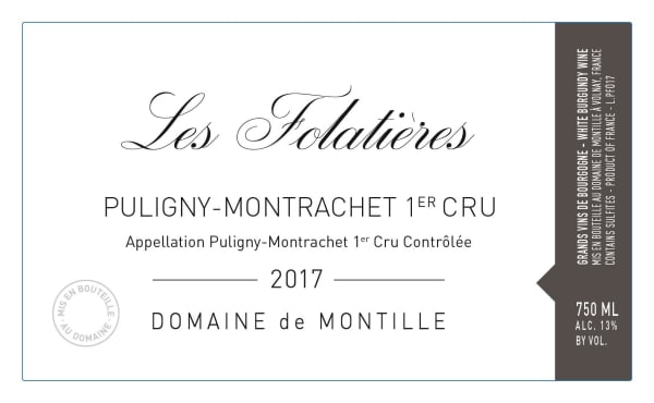 Rượu vang trằng Domaine de Montille Puligny-Montrachet Les Folatieres Premier Cru 2017