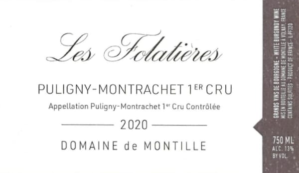 Rượu vang trằng Domaine de Montille Puligny-Montrachet Les Folatieres Premier Cru 2020