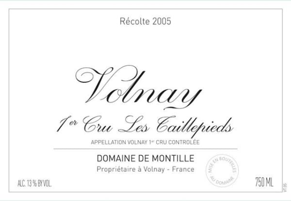 Rượu vang đỏ Domaine de Montille Volnay Les Taillepieds Premier Cru 2005