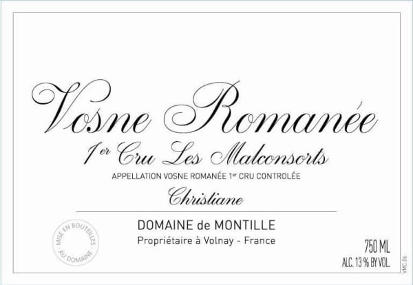Rượu vang đỏ Domaine de Montille Vosne Romanee Les Malconsorts Premier Cru Christiane 2012