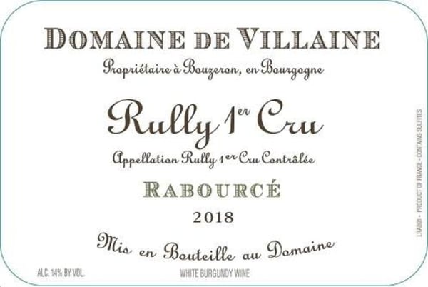 Rượu vang trằng Domaine de Villaine Rully Rabource Premier Cru Blanc 2018