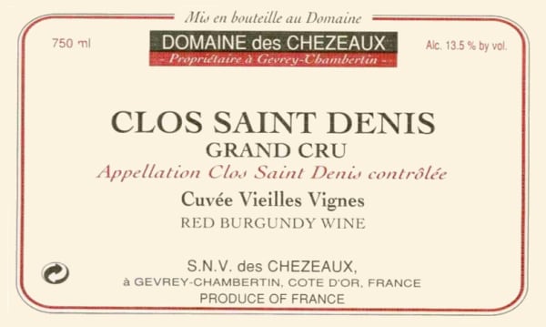 Rượu vang đỏ Domaine des Chezeaux Clos Saint-Denis Grand Cru 2002