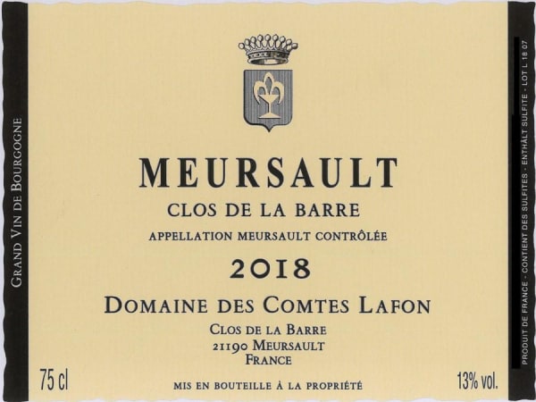 Rượu vang trằng Domaine des Comtes Lafon Meursault 2018