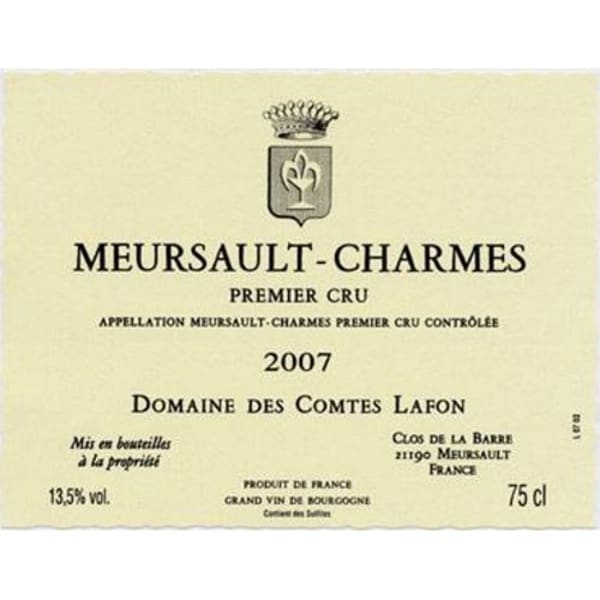 Rượu vang trằng Domaine des Comtes Lafon Meursault Charmes 2007
