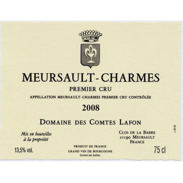 Rượu vang trằng Domaine des Comtes Lafon Meursault Charmes 2008