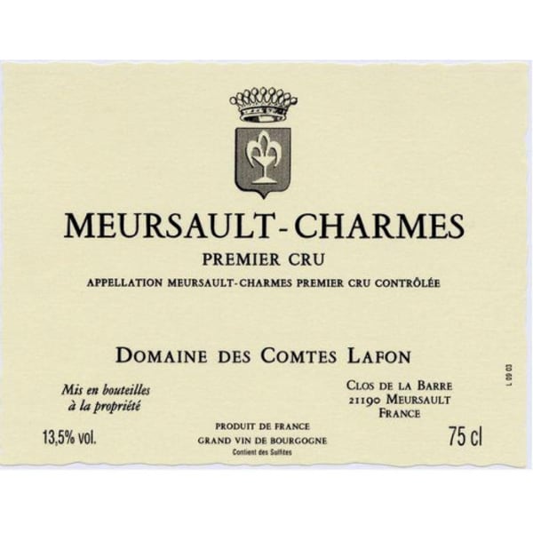 Rượu vang trằng Domaine des Comtes Lafon Meursault Charmes 2009