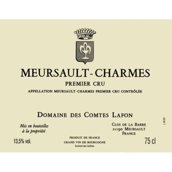 Rượu vang trằng Domaine des Comtes Lafon Meursault Charmes 2011