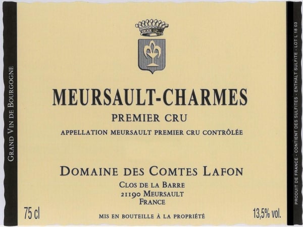 Rượu vang trằng Domaine des Comtes Lafon Meursault Charmes Premier Cru 2019