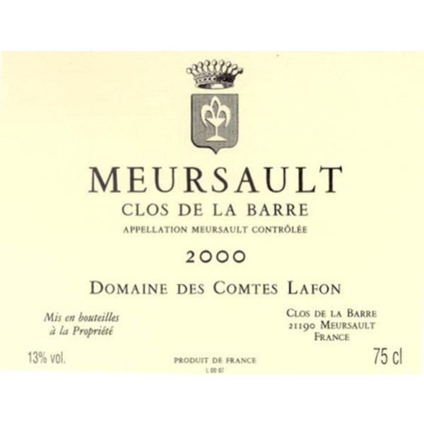 Rượu vang trằng Domaine des Comtes Lafon Meursault Clos de la Barre 2000