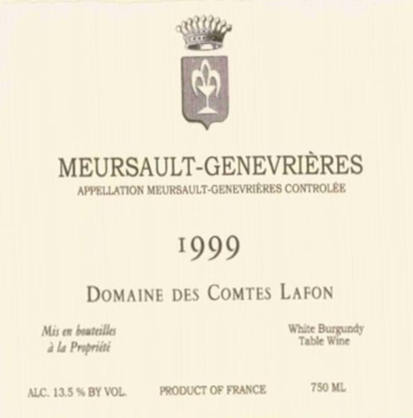 Rượu vang trằng Domaine des Comtes Lafon Meursault Genevrieres Premier Cru 1999