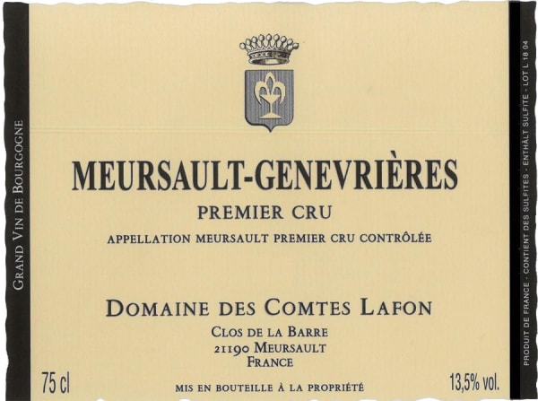 Rượu vang trằng Domaine des Comtes Lafon Meursault Genevrieres Premier Cru 2020