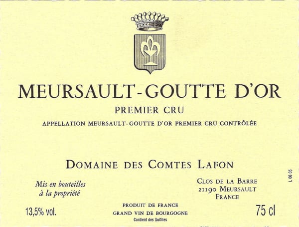 Rượu vang trằng Domaine des Comtes Lafon Meursault Les Gouttes d'Or Premier Cru 2010