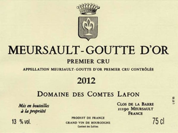 Rượu vang trằng Domaine des Comtes Lafon Meursault Les Gouttes d'Or Premier Cru 2012