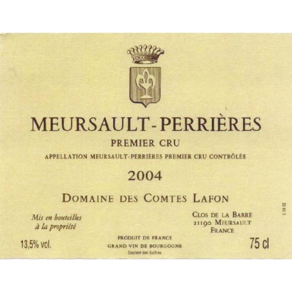 Rượu vang trằng Domaine des Comtes Lafon Meursault Perrieres 2004