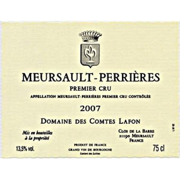 Rượu vang trằng Domaine des Comtes Lafon Meursault Perrieres 2007
