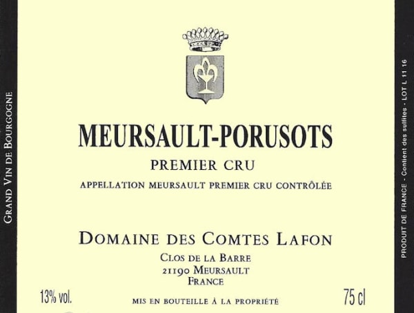 Rượu vang trằng Domaine des Comtes Lafon Meursault-Porusots Premier Cru 2013