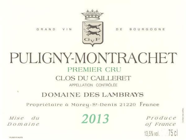 Rượu vang trằng Domaine des Lambrays Puligny-Montrachet Premier Cru Clos du Cailleret 2013
