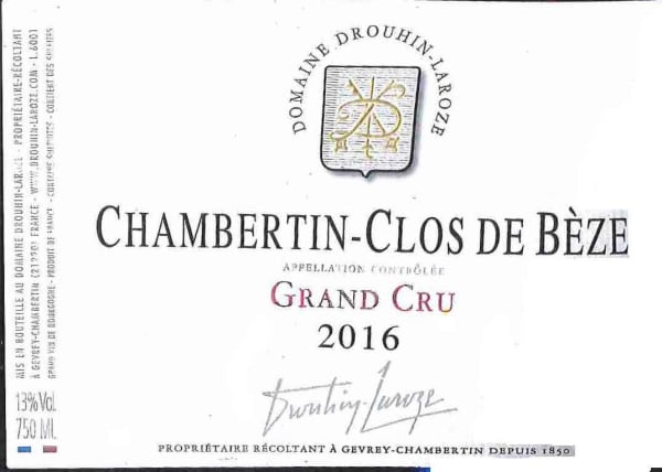 Rượu vang đỏ Domaine Drouhin-Laroze Chambertin-Clos de Beze Grand Cru 2016