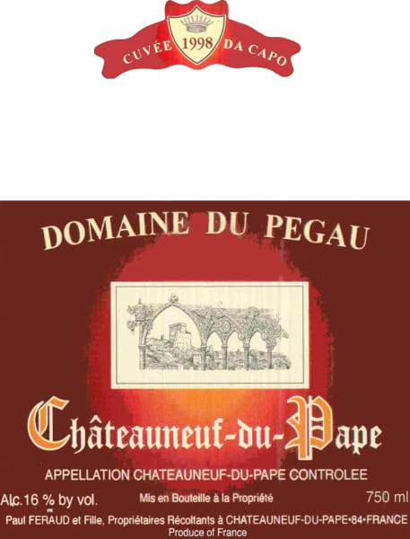 Rượu vang đỏ Domaine du Pegau Chateauneuf-du-Pape Cuvee Da Capo 1998