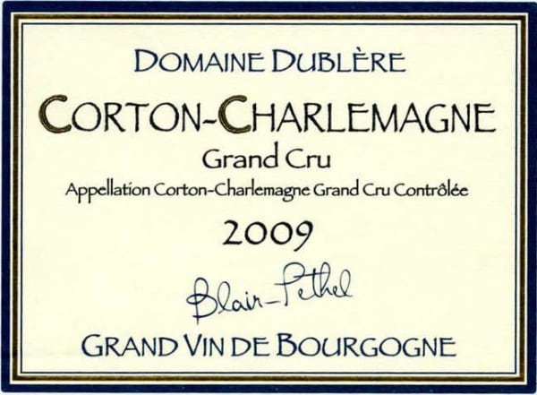 Rượu vang trằng Domaine Dublere Corton-Charlemagne Grand Cru 2009