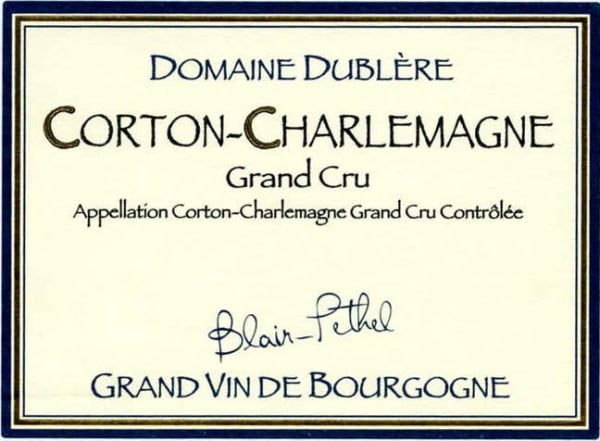 Rượu vang trằng Domaine Dublere Corton-Charlemagne Grand Cru 2010