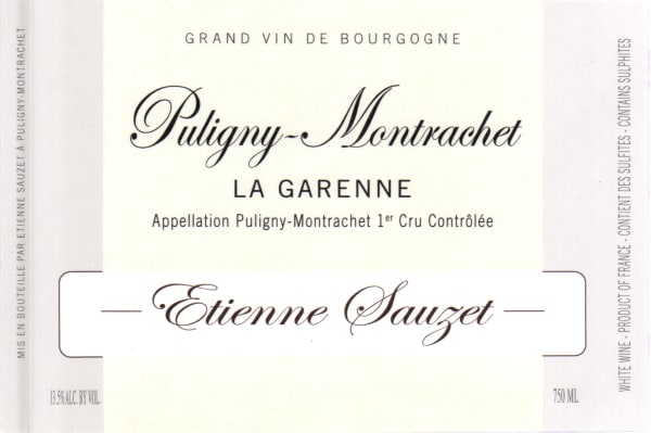 Rượu vang trằng Domaine Etienne Sauzet Puligny-Montrachet La Garenne Premier Cru 2018