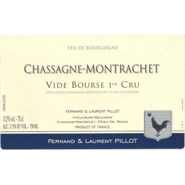 Rượu vang trằng Domaine Fernand & Laurent Pillot Chassagne-Montrachet Vide Bourse Premier Cru 2015