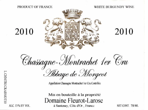 Rượu vang trằng Domaine Fleurot-Larose Chassagne-Montrachet Abbaye de Morgeot Premier Cru 2010