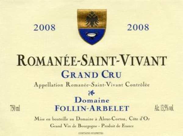 Rượu vang đỏ Domaine Follin-Arbelet Romanee-Saint-Vivant Grand Cru 2008