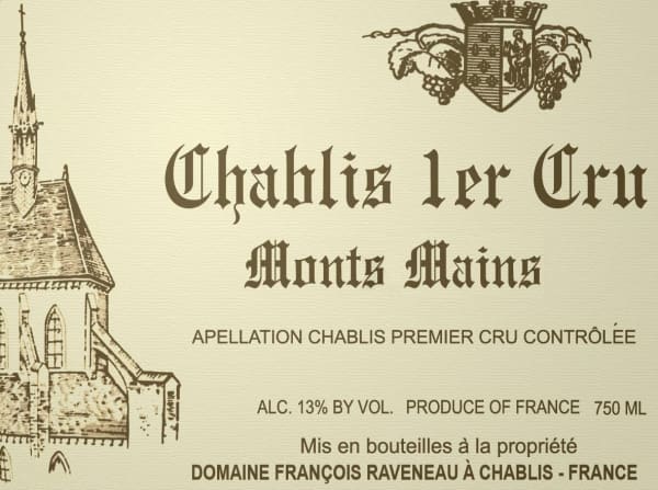 Rượu vang trằng Domaine Francois Raveneau Chablis Monts Mains Premier Cru 2013