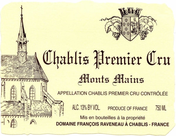 Rượu vang trằng Domaine Francois Raveneau Chablis Monts Mains Premier Cru 2016
