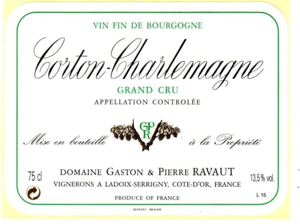 Rượu vang trằng Domaine Gaston Pierre Ravaut Corton-Charlemagne Grand Cru 2007
